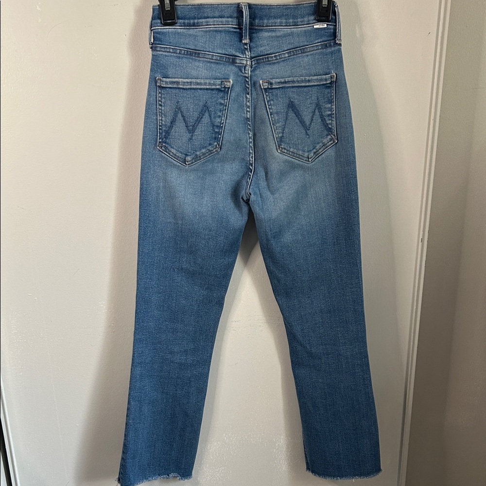 MOTHER The Tripper Ankle Fray Blue Stretch Denim Straight Leg Jeans - Picture 3 of 13